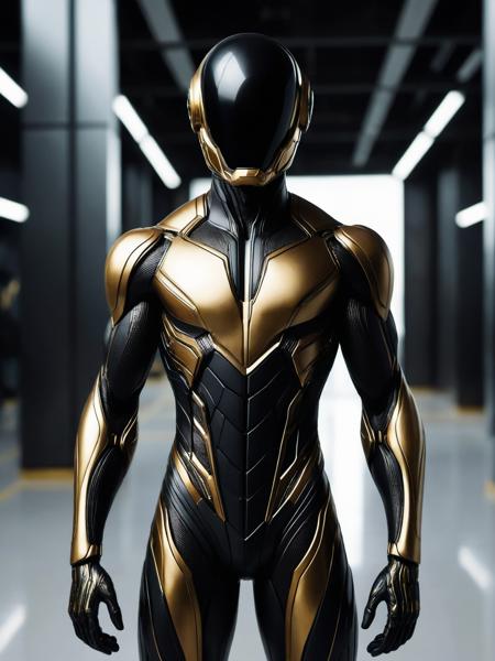 00065-2427868387-bodysuit, solo, 1boy, male focus, skin tight,_The image showcases a futuristic, humanoid figure with a sleek, black, and metalli.png